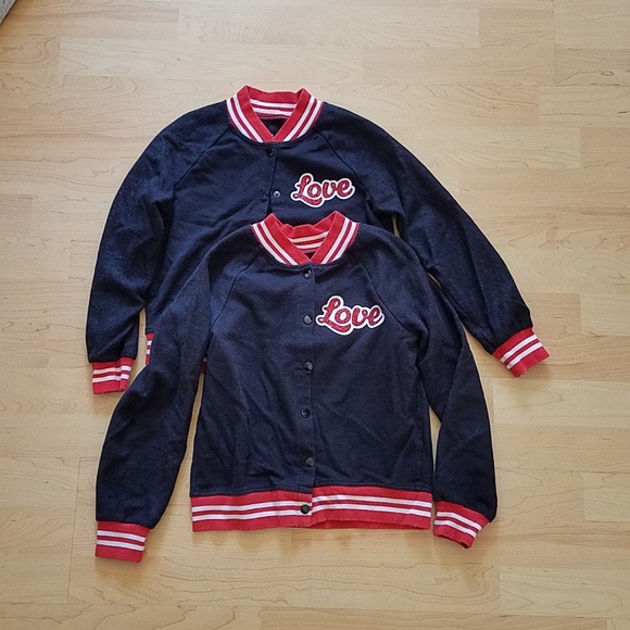Justice Vintage Varsity Girls Love Jacket Sz 10 - Picture 1 of 3